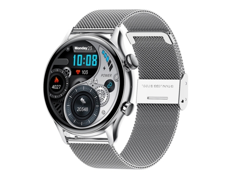 Reloj inteligente con rastreador de fitness y pantalla AMOLED de 1,36, reloj con llamada Bluetooth (Plata) CHRONUS