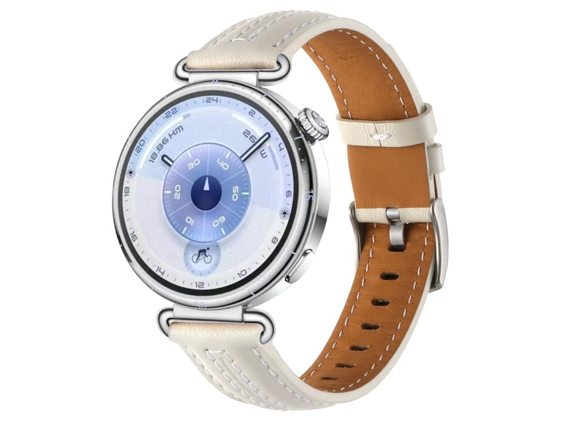 Bracelete Para Huawei Watch Gt 6 (41mm) - Couro - Fivela Prateada Bege