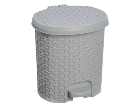 Cubo Basura KEEEPER 5,5L con Tapa Rattán, Gris Nórdico