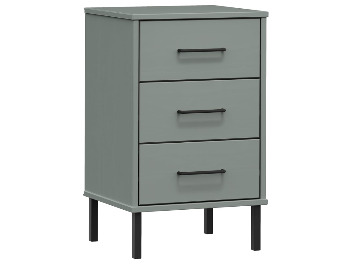 Mesa Cabeceira LOVELY HOME Mesinha com Pernas de Metal Oslo Pinho Maciço Cinzento