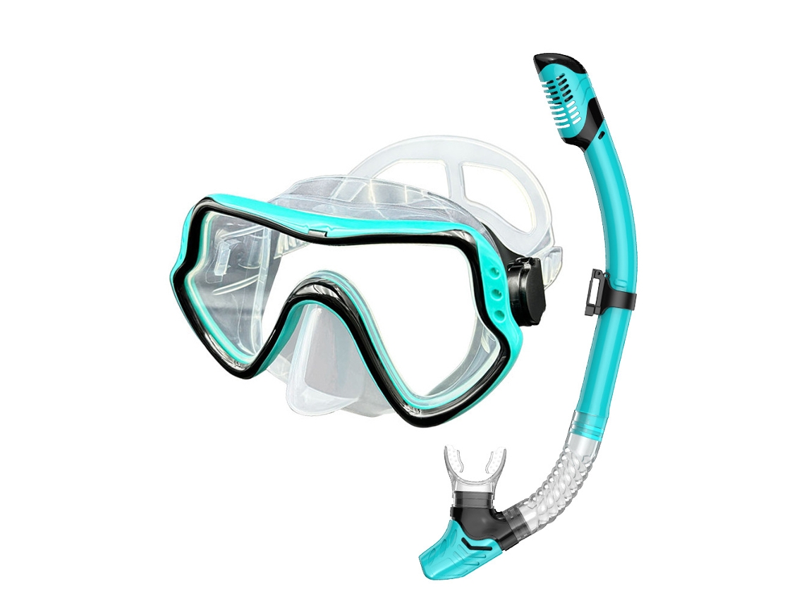 Máscara de buceo antivaho Siurn Green, set de snorkel seco