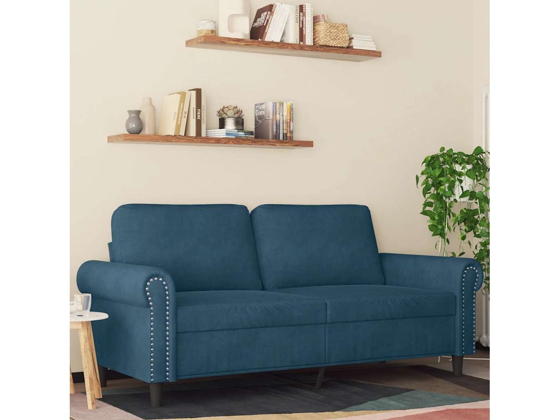Sofá reclinable de terciopelo azul HARLANV1