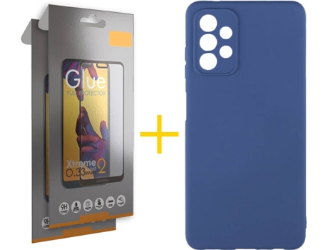 Kit Funda + Protector de Pantalla Samsung A32 5G SKYHE Cristal Templado 5291 Azul