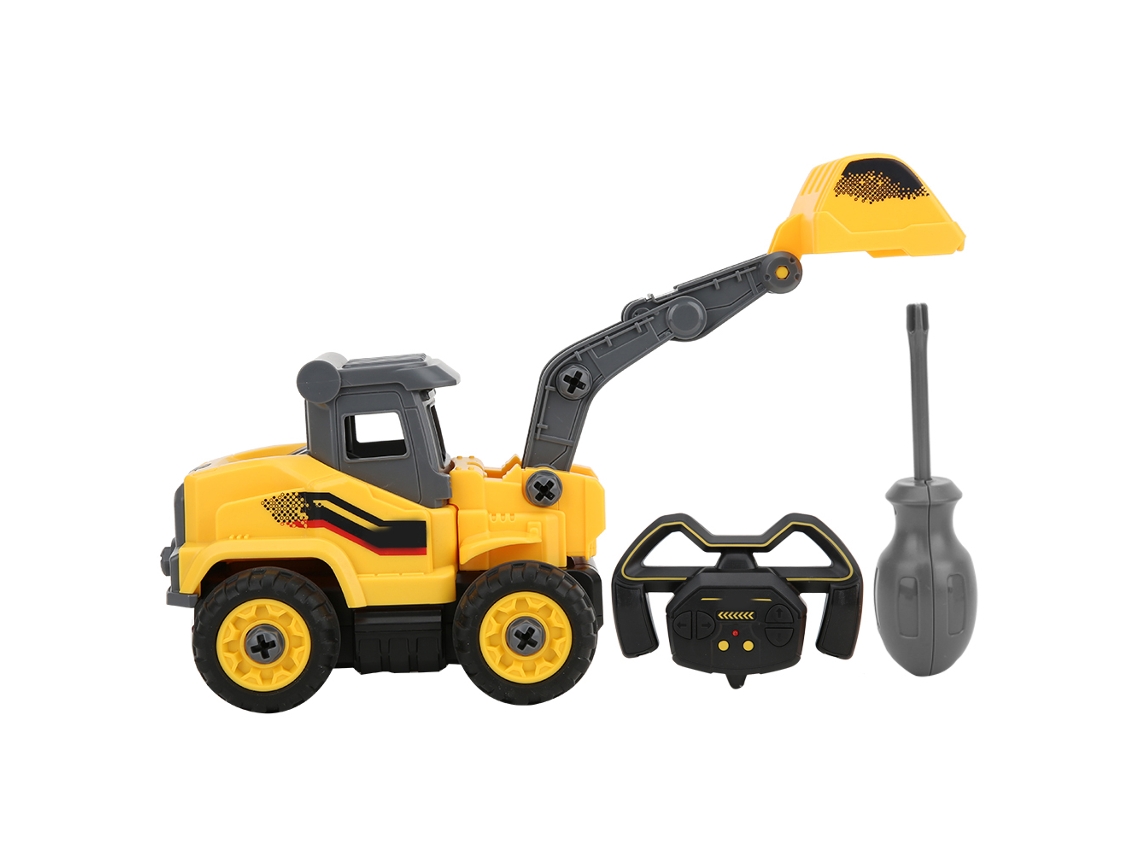Brinquedo De Escavadeira Controle Remoto Desmontável Diy Para Crianças Com Ferramenta De Parafusadeira