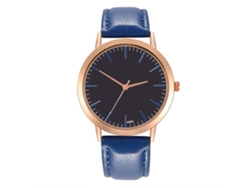 Elegante Reloj De Pulsera Unisex De Cuarzo Con Correa De Cuero (azul Oscuro)