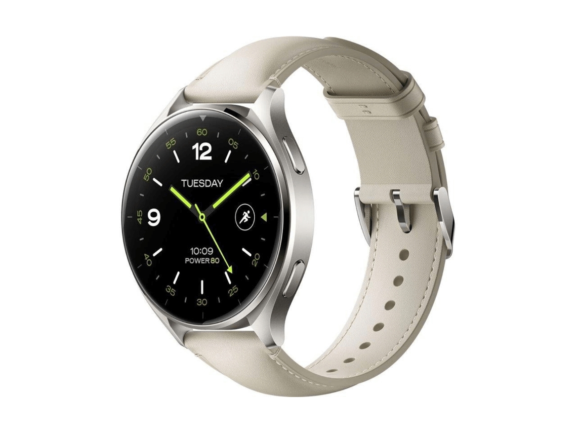 Smartwatch XIAOMI Watch 2 Bluetooth Gris Titanio con Correa de Cuero Blanca BHR9306GL