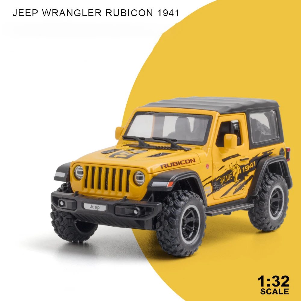 Modelo De Coche Wrangler (amarillo) 1/32 - Juguete De Aleación Fundida A Presión - Vehículo Todoterreno - Con Efectos De Sonido Y Luz