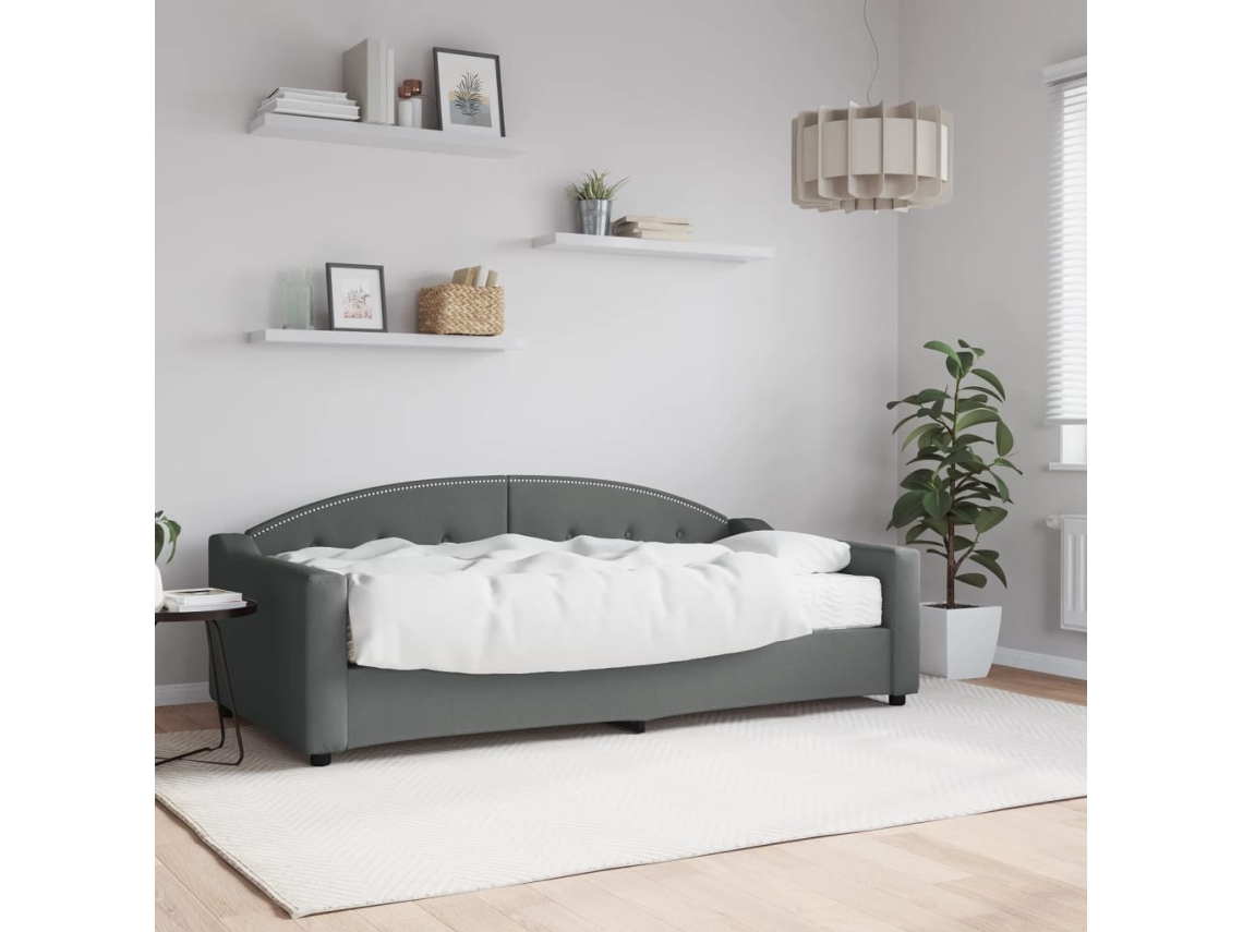 Sofá Cama Con Colchón Tela Gris Oscuro 90x190 Cm