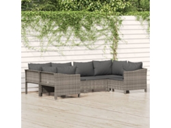 Conjunto de jardín de 6 piezas con cojines de mimbre gris de DKD Home Decor