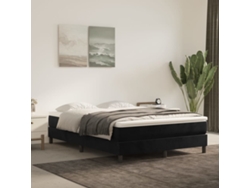 Cama Box Spring Con Colchón Terciopelo Negro 140x190 Cm