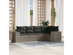 Conjunto de sofás de jardín de 5 piezas DKD Home Decor con cojines de mimbre gris