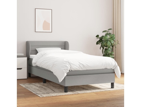 vidaXL Cama con somier y colchón 90x190 cm tela gris claro