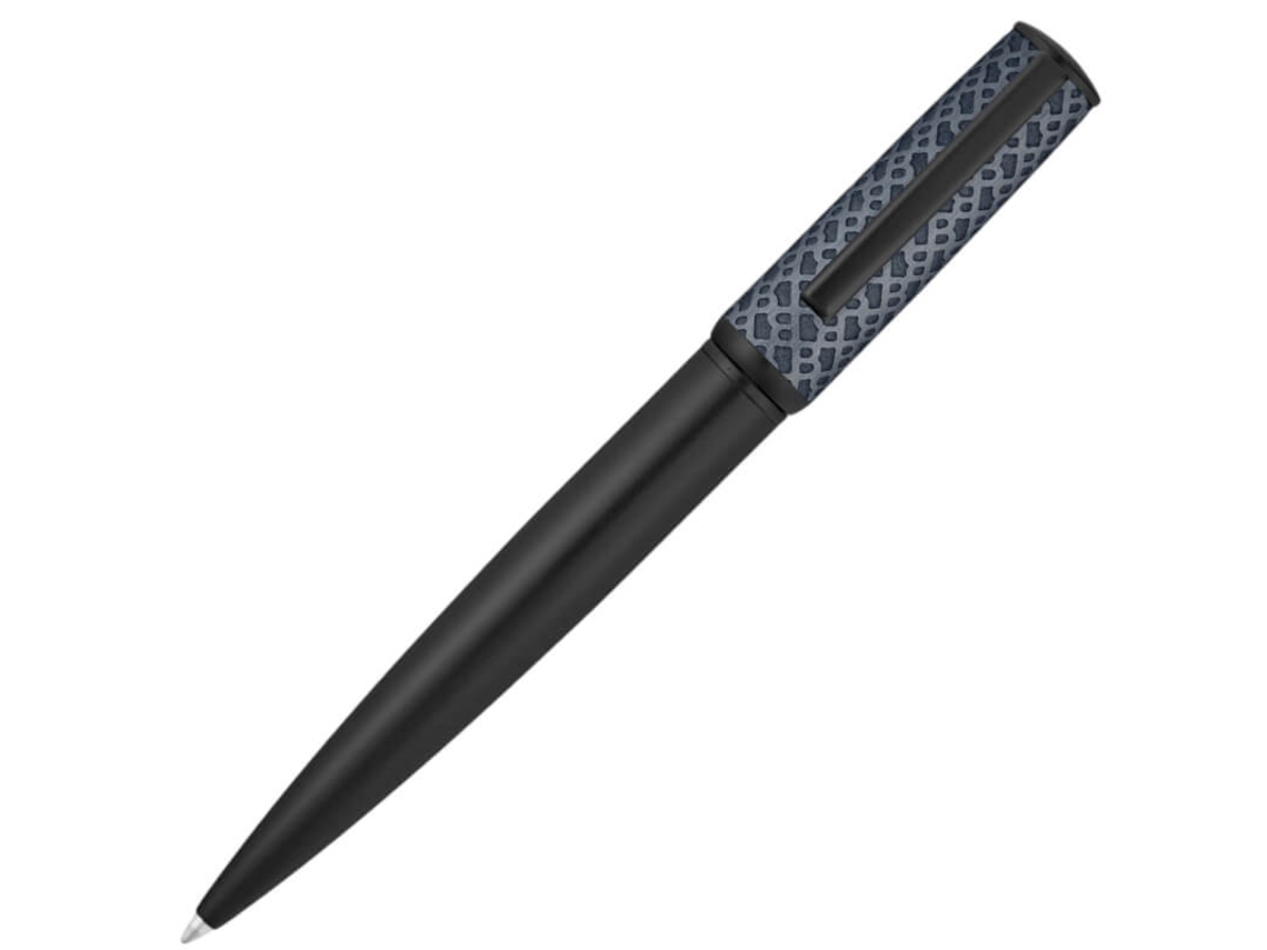 Bolígrafo Hugo Boss Arche Monogram, negro y azul marino.