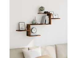 Estante De Pared | Estante Flotante | Estantería Pared Madera Ingeniería Roble Ahumado 104x15x49 Cm