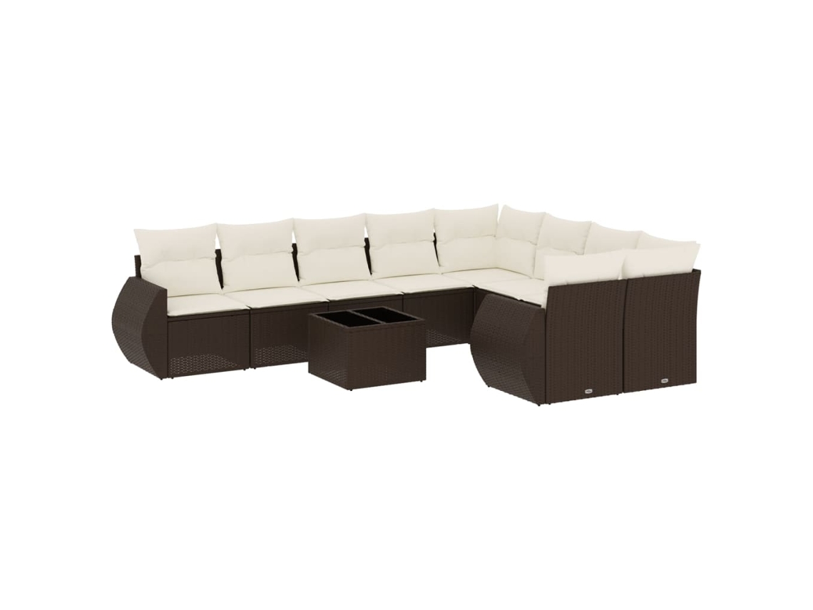 Maison Exclusive - Set De Sofás De Jardín 10 Pzas Y Cojines Ratán Sintético Marrón