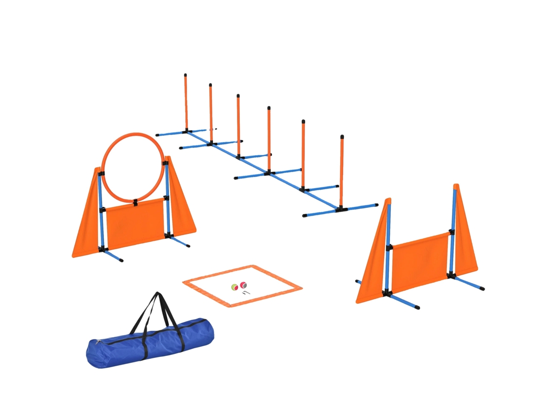 Kit de agilidad, conjunto de 6 piezas, saltos y eslalon, naranja, 348x66x69 cm