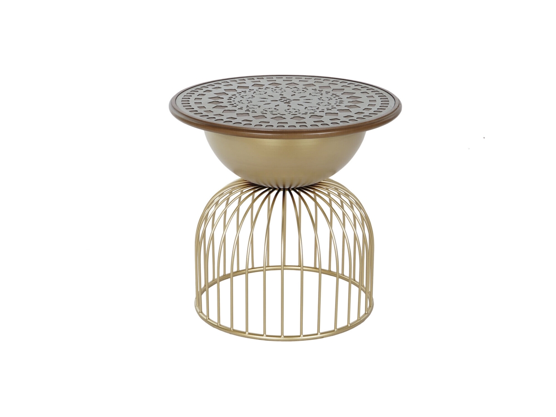 Mesita Auxiliar Abeto Metal Dorado 55,5x55,5x53cm