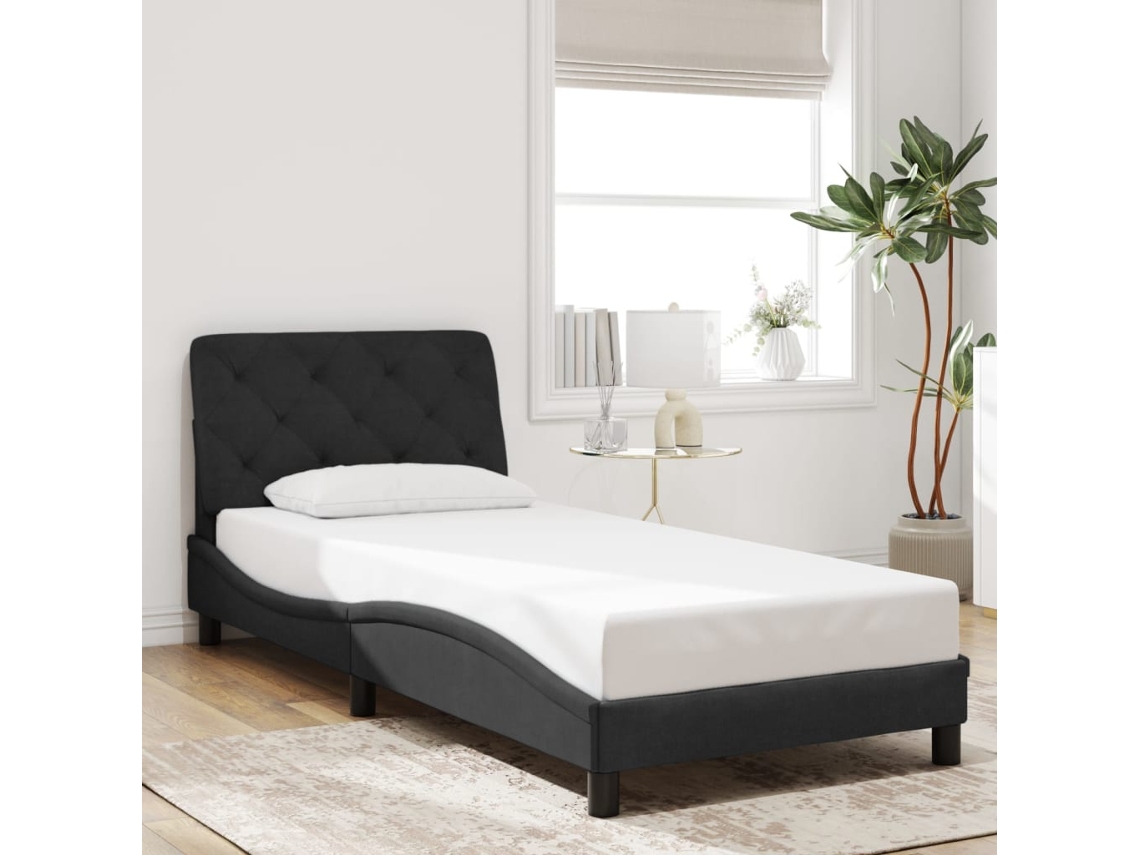 Estructura De Cama Sin Colchón Terciopelo Negro 90x200 Cm
