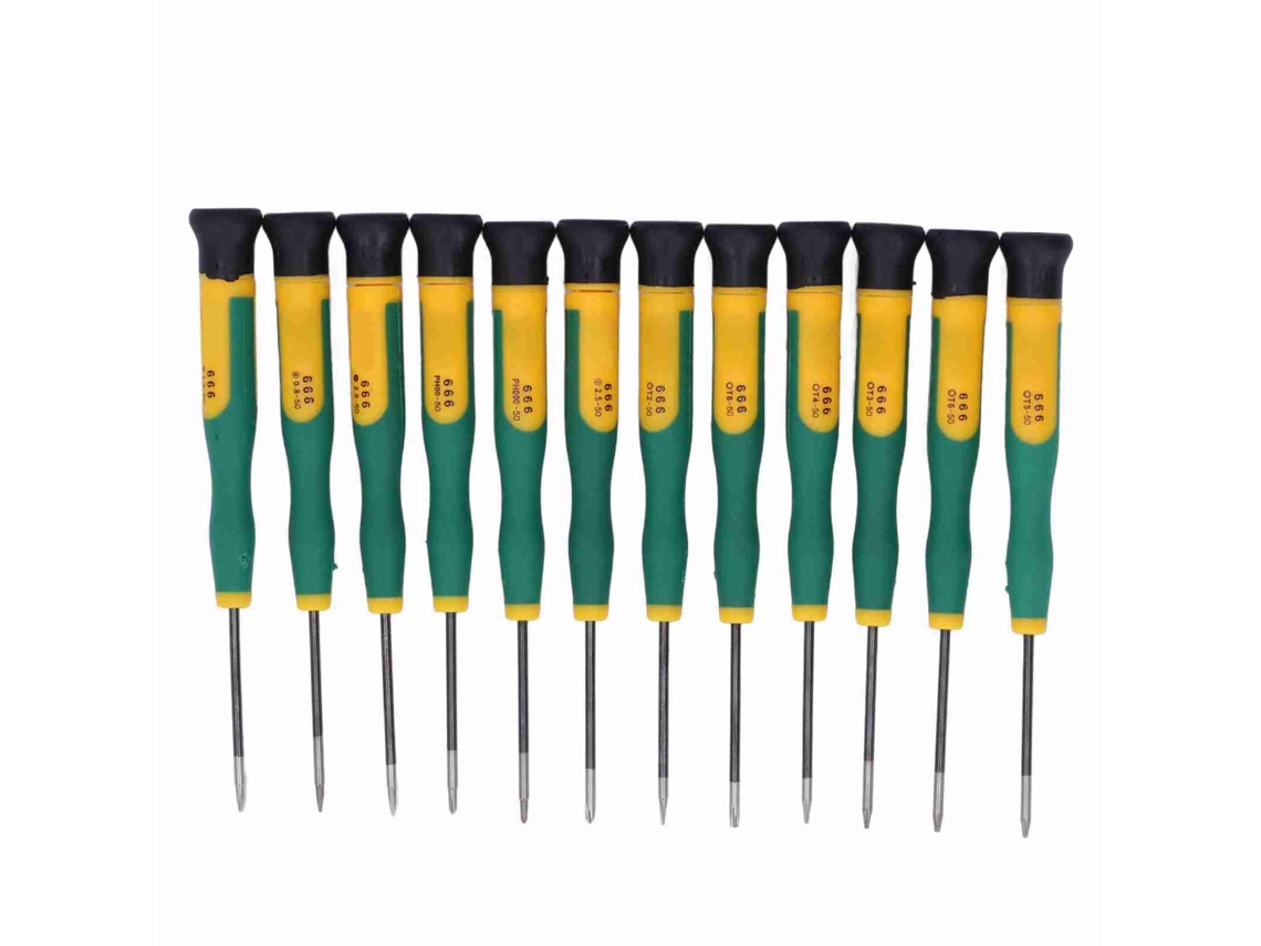 Kit de destornilladores con 12 puntas de acero al vanadio para reparar cámaras de celulares (silicona)
