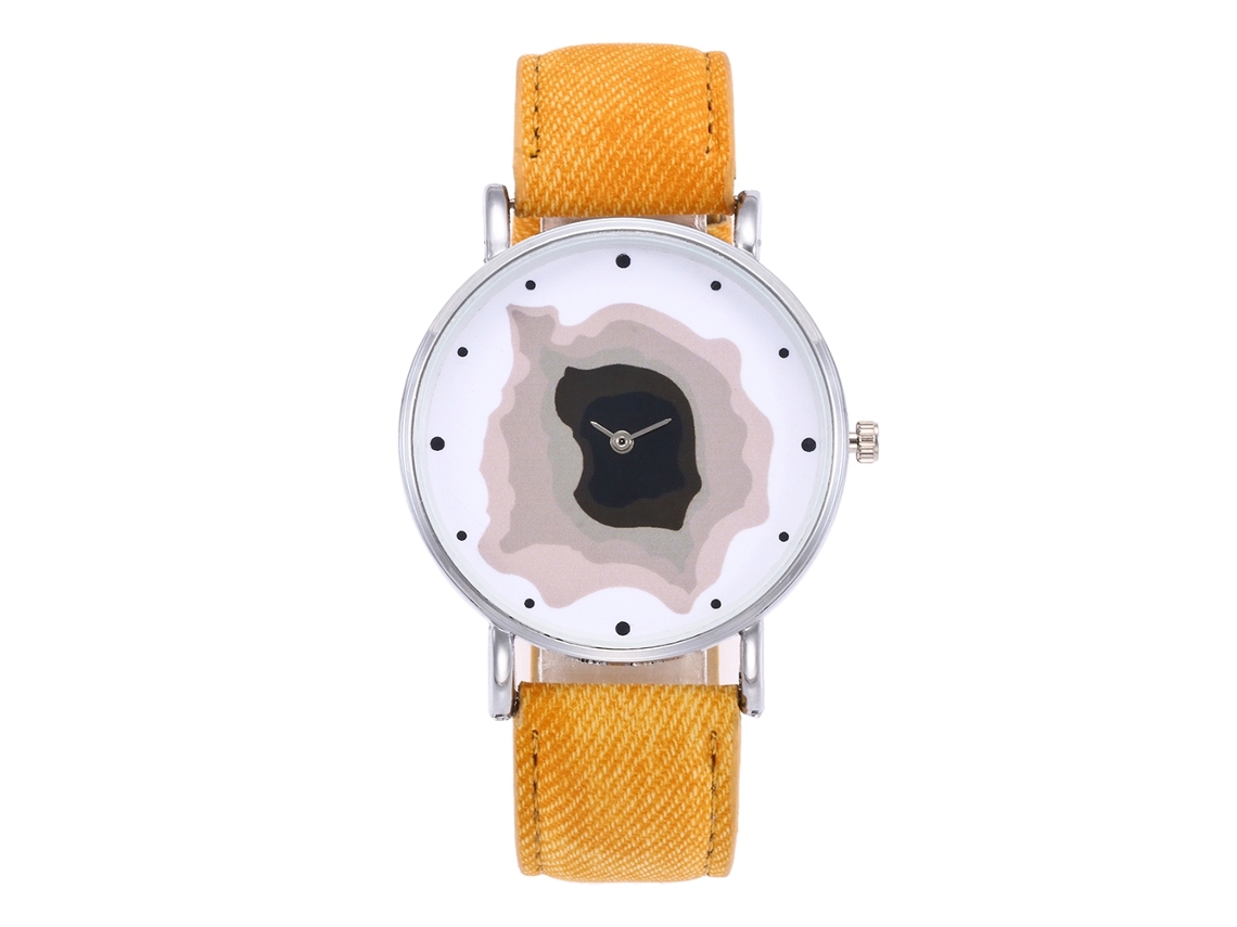 Reloj De Pareja Unisex Zhoulianfa Denim Correa Dial Redondo Cuarzo Amarillo