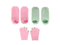 Guantes y calcetines reutilizables con gel hidratante para piel seca.