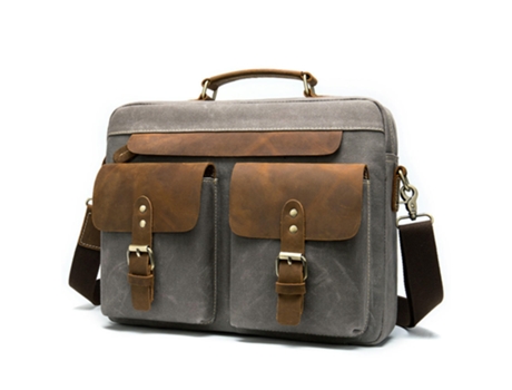 Bolso Bolso de Mensajero para computadora portátil para Hombres Bolso de Trabajo de Cuero para Computadora de Negocios-Gris