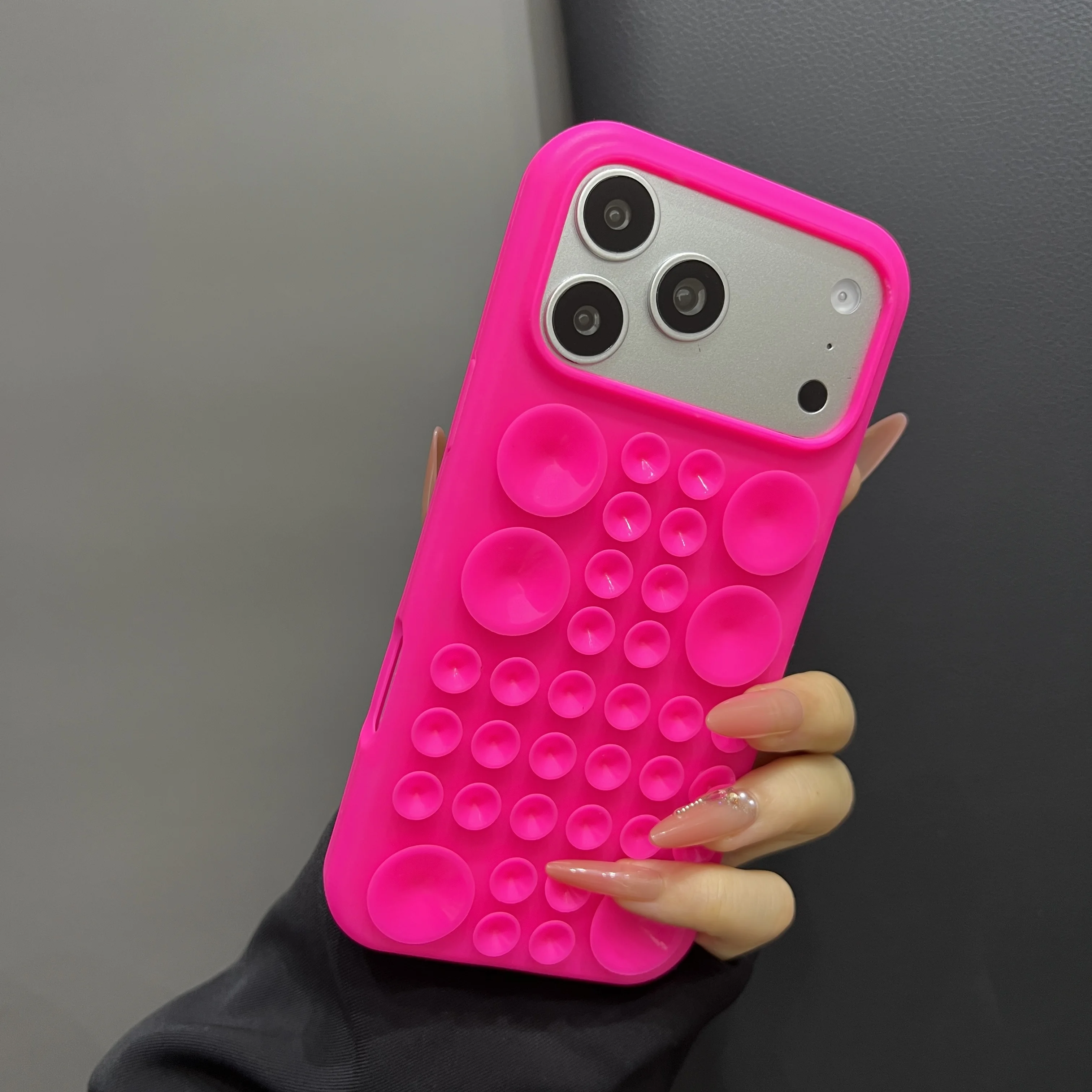 (iphone 17, Rojo Rosa) Funda Multifuncional Para Teléfono Que Absorbe Los Golpes, Cubierta Protectora De Silicona Antichoque