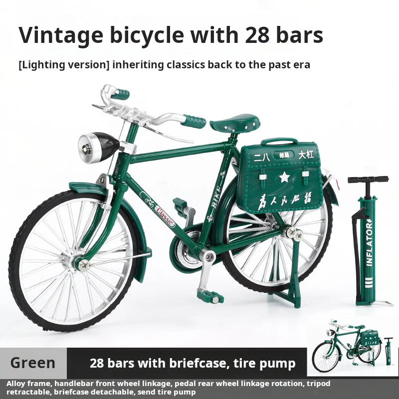 Bicicleta De Montaña De Dedo De Primera Calidad, Modelo Retro De Fundición A Presión, Escala 1:10 (verde Claro)