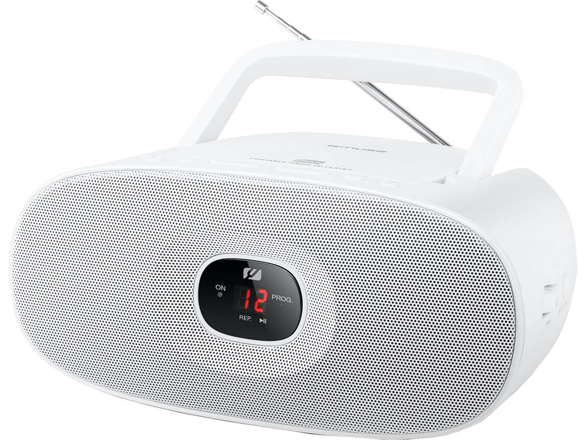 Radio Boombox c/ Lector CD MUSE MD-202 RDW (Blanco - Analógico - FM/MW - Pilas y Corriente)