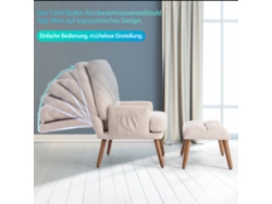 Chaise longue YCONE con reposapiés, respaldo ajustable en 5 posiciones y estante lateral beige.