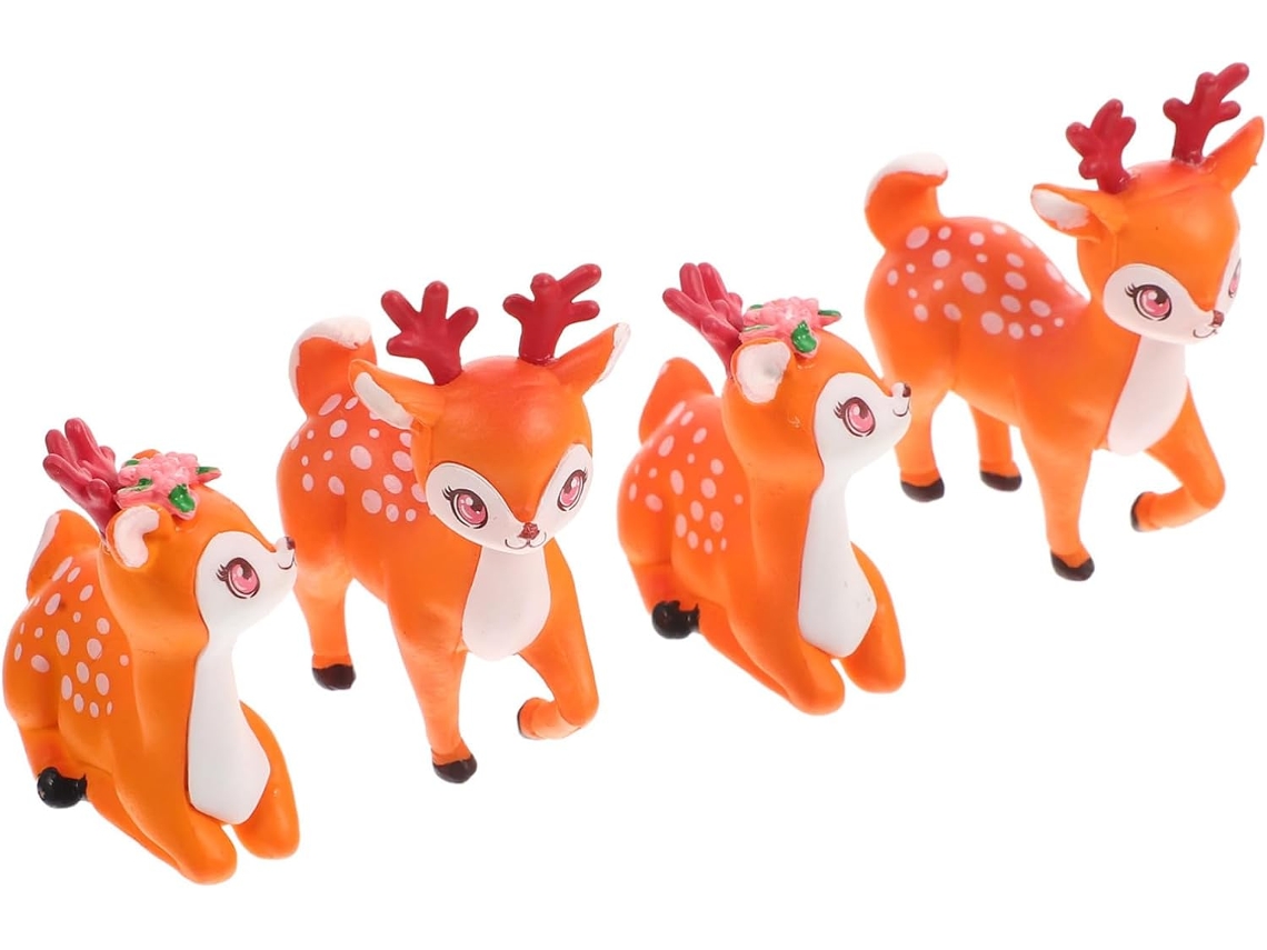 Adornos Decorativos Ciervos 4 Piezas Figuras Dibujos Animados Oficina Hogar Estatuas Pequeñas