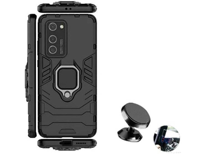 Kit Carcasa y Soporte Magnetico Huawei P40 Pro Defender Negro