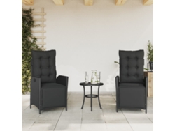 Sillas de jardín reclinables de 2 piezas con reposapiés DKD Home Decor, mimbre negro