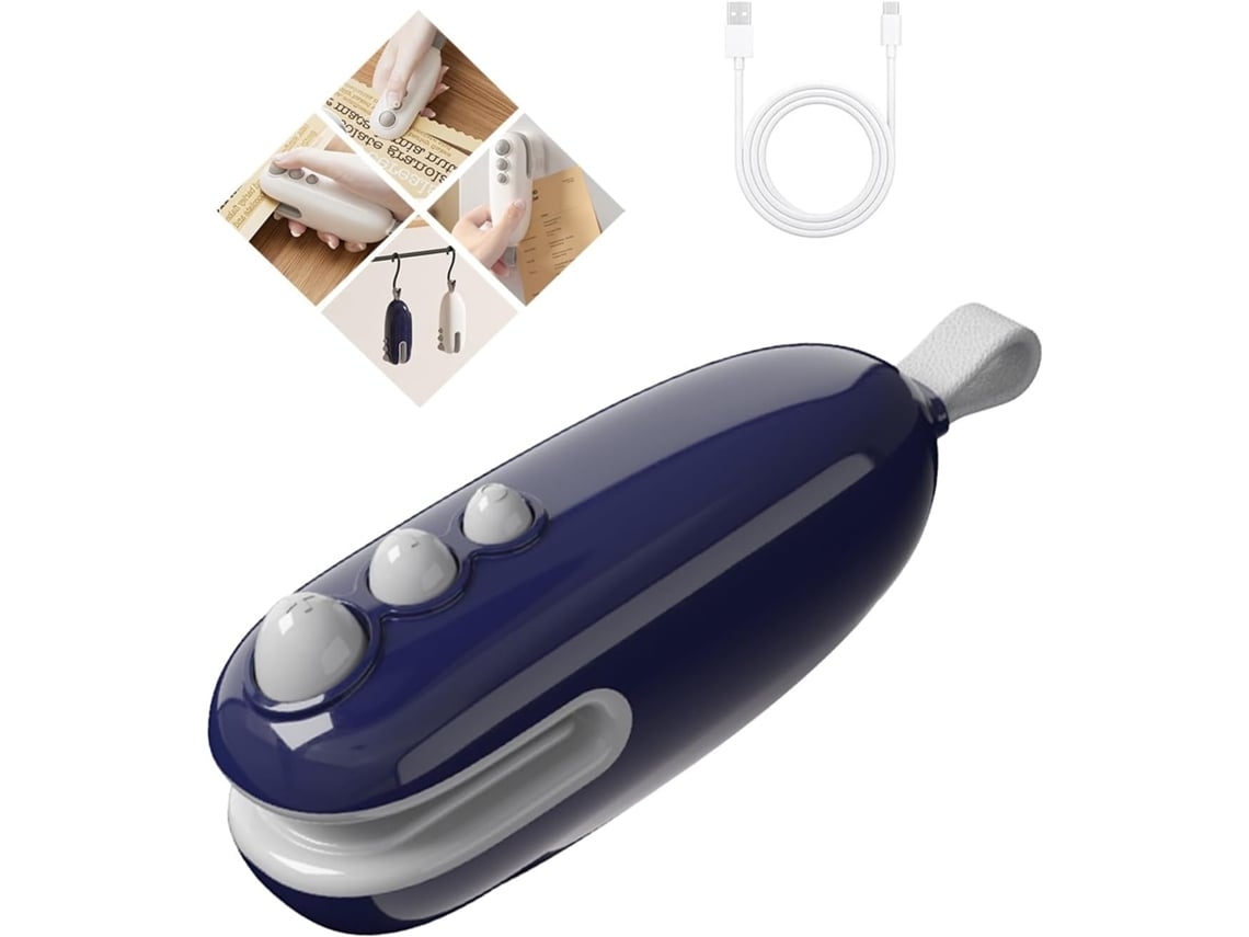 Sellador Al Vacío 2 En 1 Sellador De Bolsas Plásticas Con Cortador Usb Recargable Sellador De Almacenamiento De Alimentos Azul Gusshious