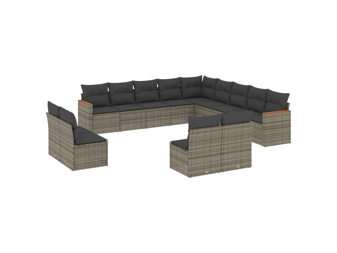 Maison Exclusive - Set Sofás De Jardín Con Cojines 13 Piezas Ratán Sintético Gris