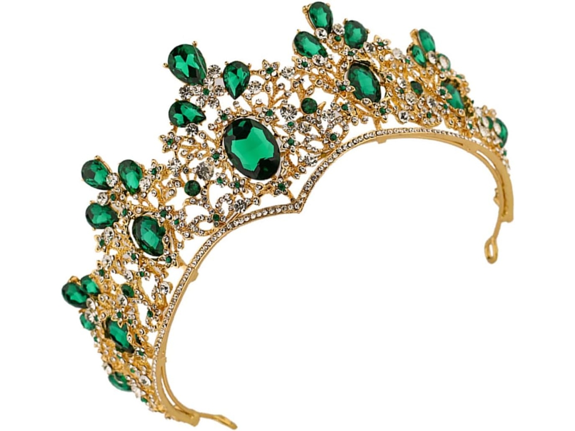 Corona Nupcial Barroca Verde, Accesorio De Moda Para Bodas, Adorno Para El Cabello