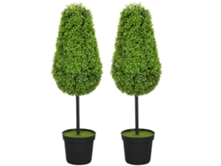 2 Boj Artificiales 90cm Forma Lágrima Maceta Decorativa