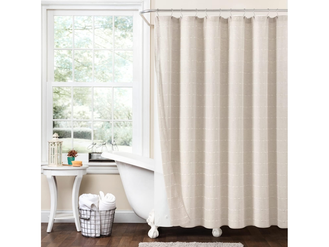 Juego de 2 cortinas de ducha texturizadas y transparentes estilo casa de campo con forro de PEVA, 182,9 x 182...
