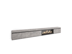 Mueble TV, Televisión, 368x35x45, Chimenea eléctrica XXL, Cemento SKRAUT HOME
