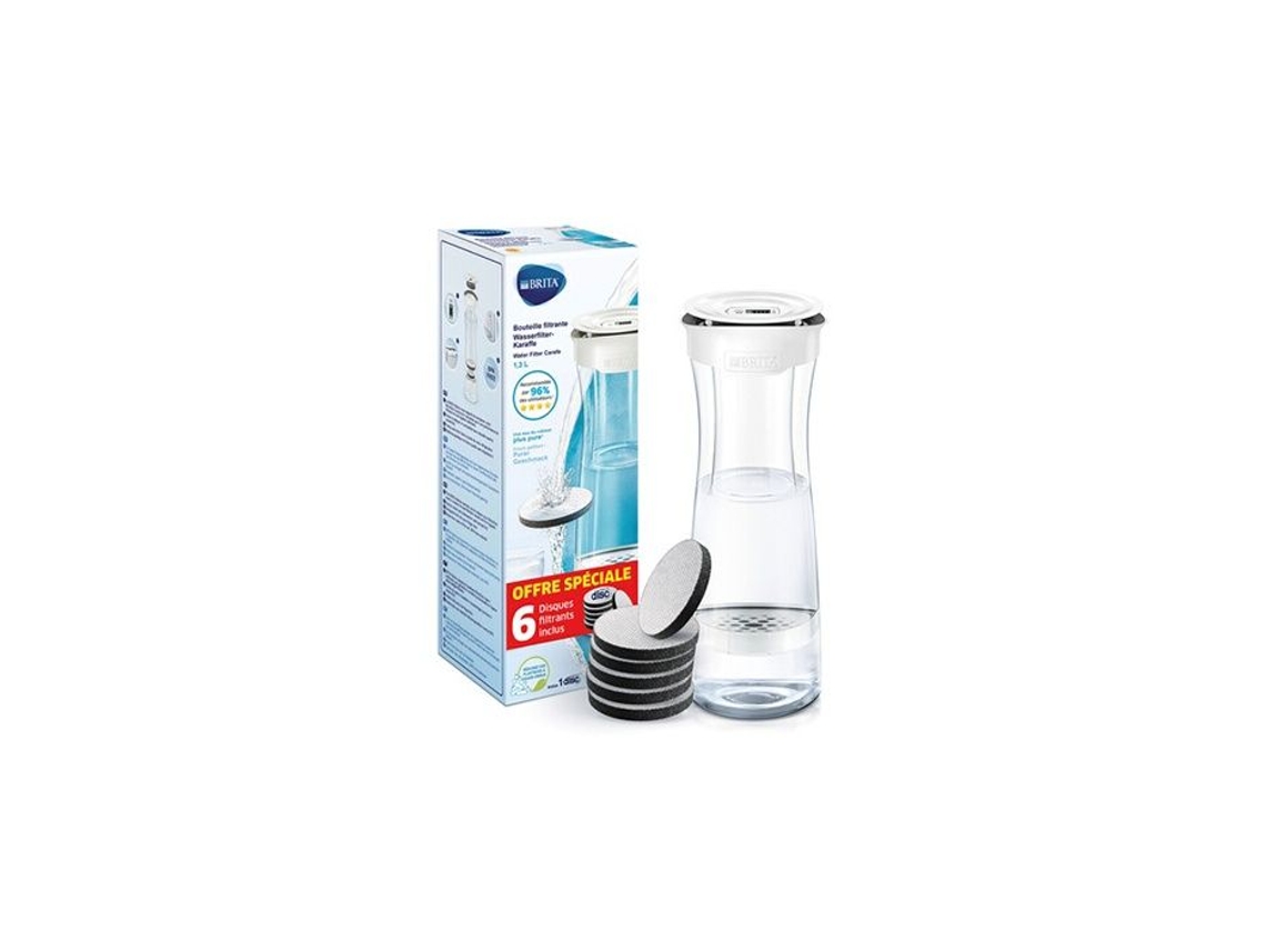 Botella filtrante Brita White Graphite de 1,3 l con 6 filtros de microdiscos, apta para lavavajillas