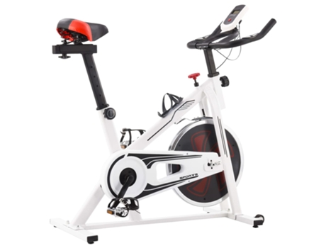 vidaXL Bicicleta estática con sensores de pulso blanca y roja