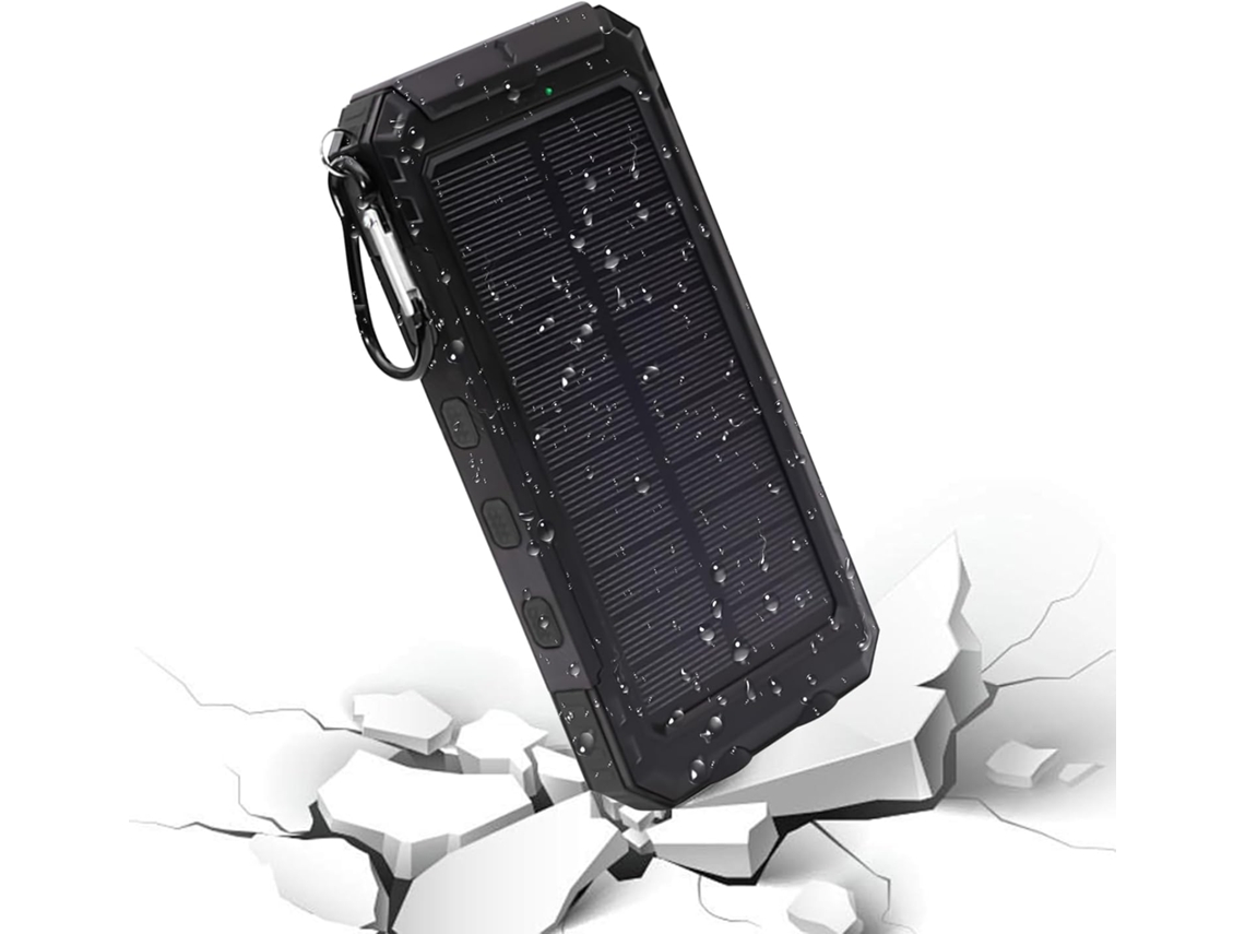 Cargador Solar Compacto Para Teléfono De 20.000 Mah Con Cable, 15,7 X 7,6 X 2,5 Cm