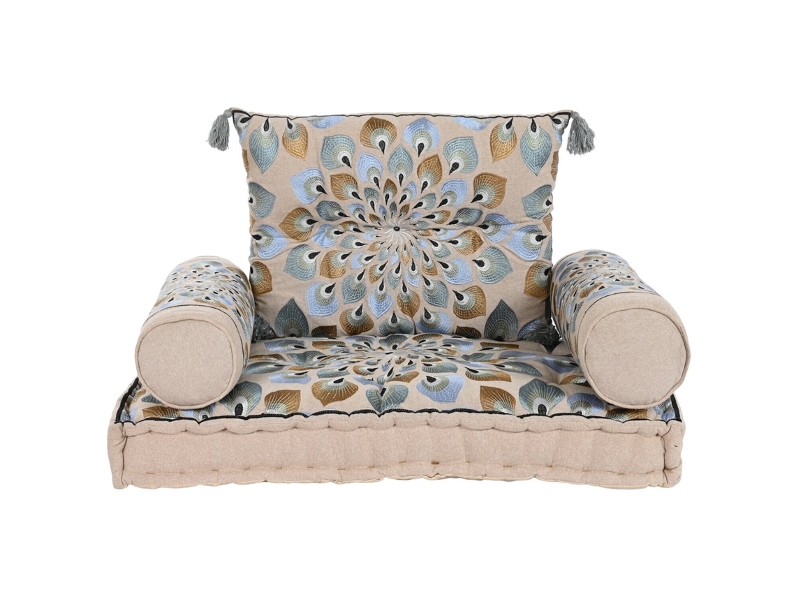 Set 4 Sillon Algodon Doble Azul 90x55x18cm