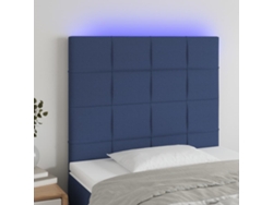 Cabecero Con Luces Led Tela Azul 90x5x118/128 Cm