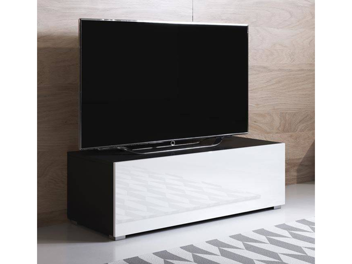 Mueble TV MÓVEIS BONITOS Luke H1 con Patas Estándar (100x40x32 cm - Negro y Blanco - Melamina)