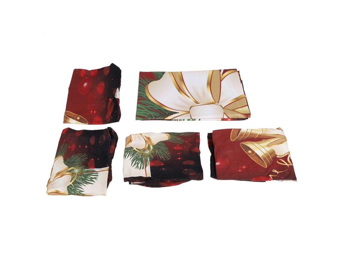 Juego De Mantel Y Funda Para Silla Navideños De 140x140cm, Poliéster, Decoración Festiva, 5 Piezas.