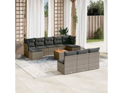 Conjunto de sofá de jardín de 11 piezas con cojines, ratán gris, DKD Home Decor