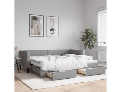 VIDAXL Sofá cama nido con cajones tela gris claro 90x200 cm
