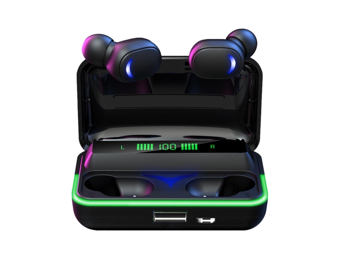 Tws Auricular Bluetooth Inalámbrico Bluetooth 5.1 Pantalla Digital Auricular Móvil Deportivo Estéreo 9D En La Oreja Negro YEMAESRE