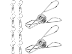 Juego de 10 pinzas multifuncionales de acero inoxidable plateado para fotos con fuerza de sujeción ajustable, ideales para uso en la oficina - GOKOCO